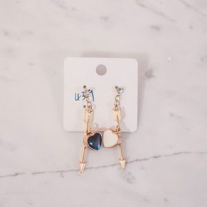 Heart arrow drop earrings